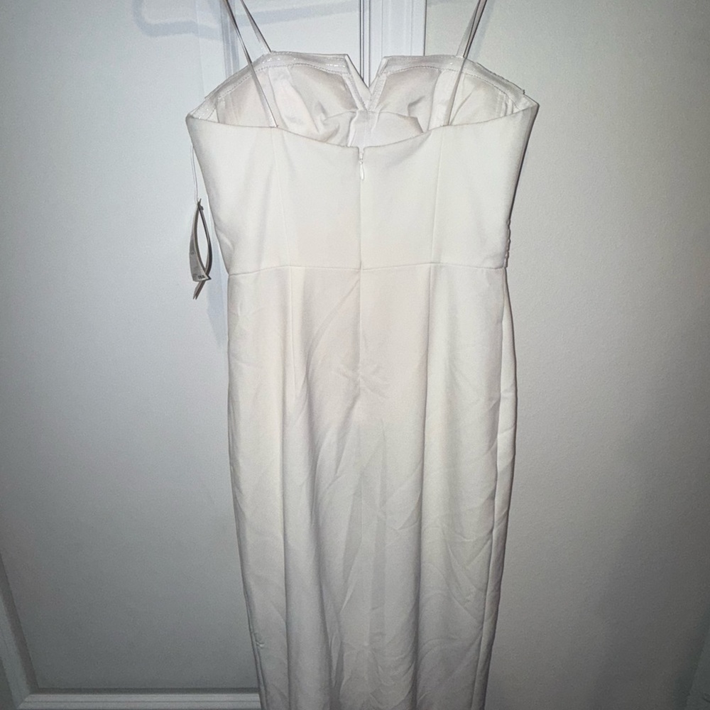 New Aidan Mattox Strapless Crepe Long Dress in Ivory - Picture 11 of 15